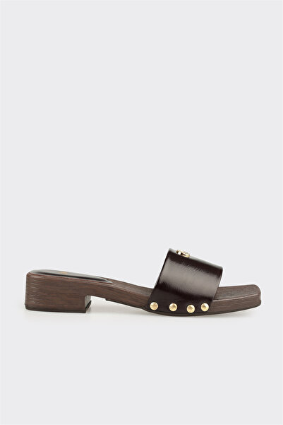 Elle Shoes Kahve Deri Kadın Terlik