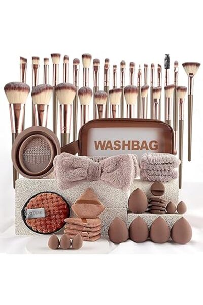 Arabest 56-Piece Professional Makeup Set, Synthetic Brushes with Headband & S...