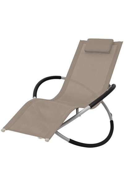 vidaxl Șezlong geometric de exterior, gri taupe, oțel