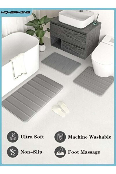 HQ-GAMING Coral Fleece Bath Mat Set, Bathroom Rugs 3 Pieces, Toilet Mats, Eas...