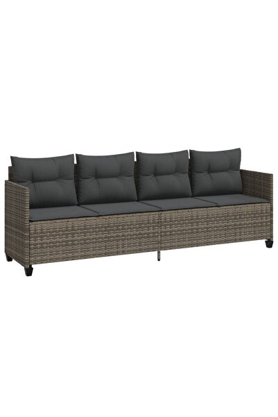 vidaxl Sun lounger with cushions, grey, polyrattan