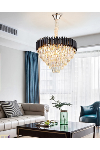 proled Crystal Chandelier GB Rhapsody 400, 5xE14 Socket Black with Gold