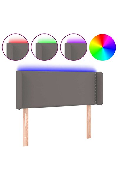 vidaxl LED headboard, grey, 103x16x78/88 cm, eco- Leather