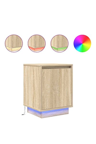 vidaxl Noptiera cu lumini LED Stejar Sonoma 38x34x50 cm