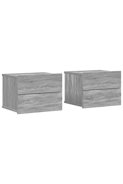vidaxl Bedside tables, 2 pcs., sonoma grey, 40x30x30 cm, processed wood