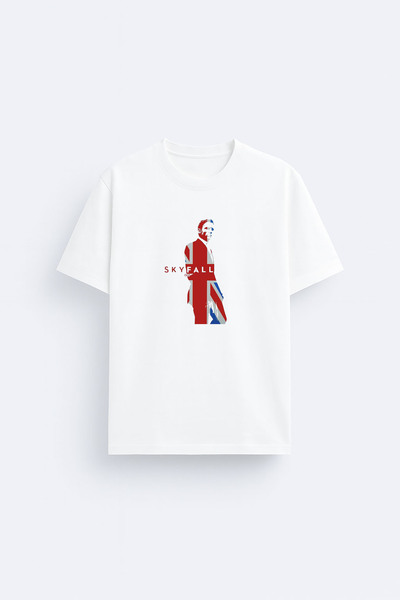 cesita Skyfall Printed Crew Neck White T-Shirt T-Shirt