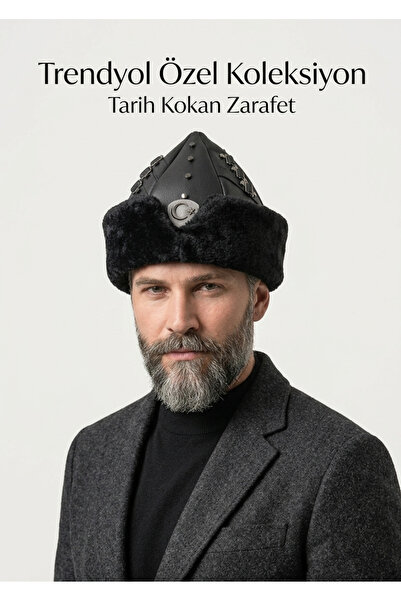Seyteks Osmanlı Ertuğrul Börkü Erkek Peluşlu Deri Görünümlü Ertuğrul Türk Bör...