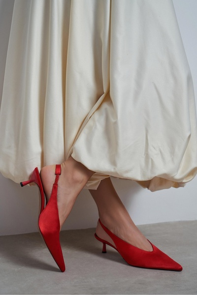 NİŞANTAŞI SHOES Pantofi cu toc pentru femei Wilson Red Satin Back Open