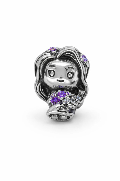 MakeWell Girl Figure Purple Stone Steel Charm