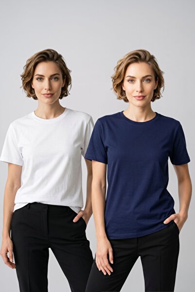 fevien Women's 2-Pack Basic Crew Neck Short Sleeve T-Shirt - Casual Comfort F...
