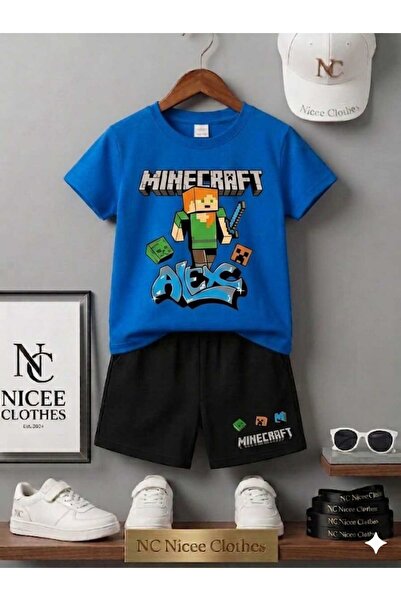 NC Nicee Clothes LETNJA DEČJA MAJICA I KRATKE PANTALONE UNISEKS (MINECRAFT IZ...