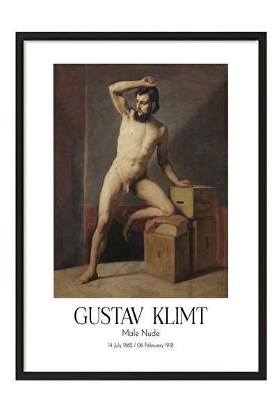 Postifull Gustav Klimt - Male Nude, Black Framed Painting, Art Series No:111978