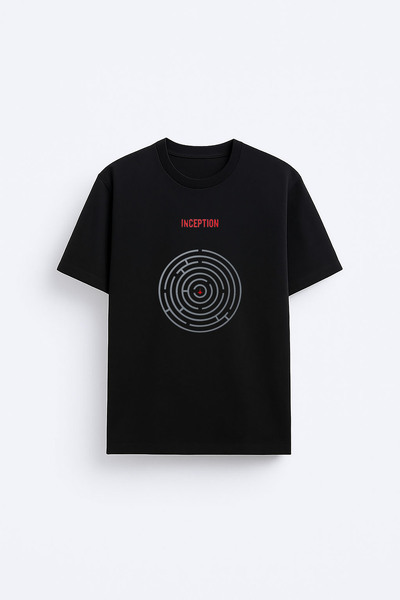 cesita Inception Printed Crew Neck Black T-Shirt