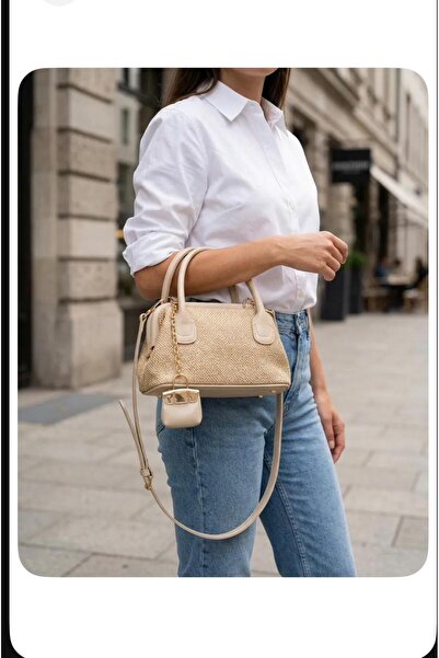 Mervişim Aksesuar Women's Straw Look Retro Model Daily Minimal Hand and Shoul...