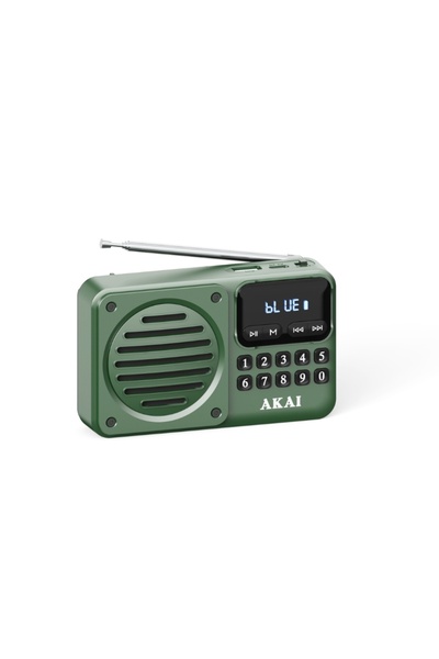 AKAI APR-300 Πράσινο μίνι φορητό ρετρό ραδιόφωνο FM/AM, Bluetooth, USB, microSD