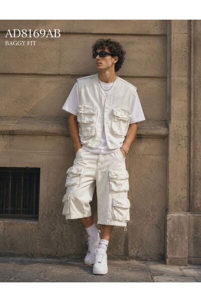 Urban Collection Denim suit with Pocketed , white Urbancollection