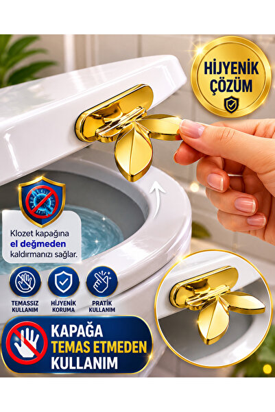 MEDUSHOP Uređaj za podizanje sedišta toaleta, 2 komada, metalno zlatno, samol...
