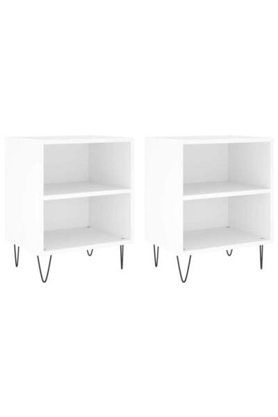 vidaxl Noptiere, 2 buc, alb, 40x30x50 cm, lemn compozit