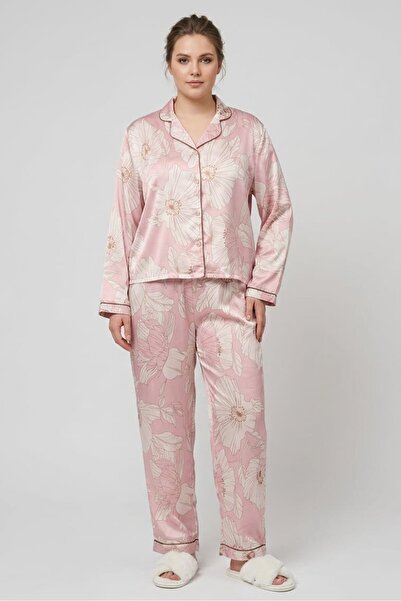 Kathy Ireland Women 2 Pieces Floral Print Long Sleeve Shirt With Pants Sleepw...