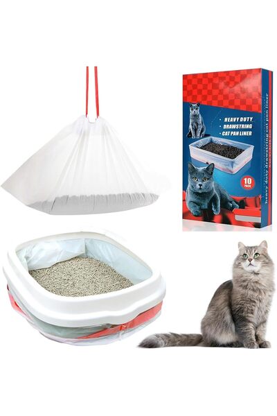 Arabest 10-Piece Cat Litter Box Liners,Drawstring,Heavy Duty,Extra-Thick,Comp...