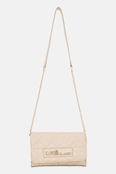 Cavalli Class Women Brand Logo Cross Body Bag, Beige