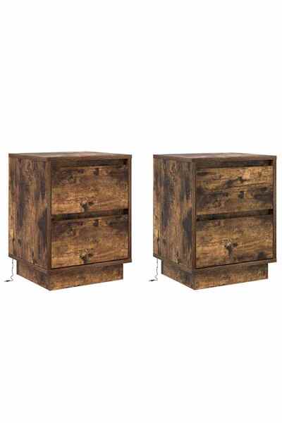vidaxl Dulap de noapte 2 pcs Stejar fumuriu 39 x 34,5 x 50 cm