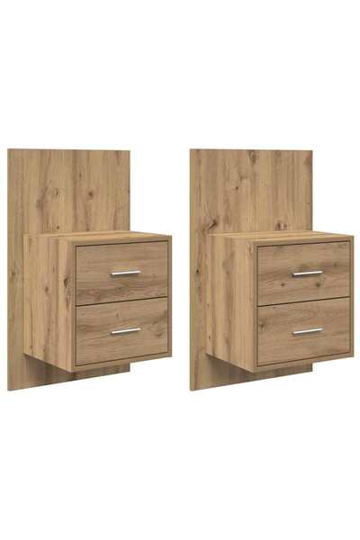 vidaxl Noptieră suspendată 2 pcs Stejar Artizanal 48,5 x 32,5 x 80 cm