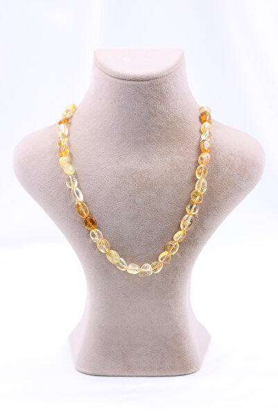 SAURACHI Citrine Stone Amorphous Cut Pendant Natural Gemstone String