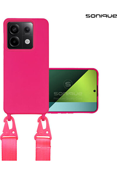 Other Sonique Πίσω Θήκη Σιλικόνης 0.5mm με Λουράκι Φούξια (Xiaomi Redmi Note ...
