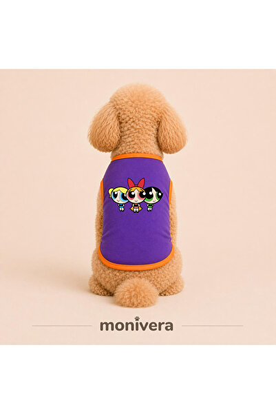 Modetra New Season Summer Powerpuff Girls Printed Colorful Dog Outfit - Under...