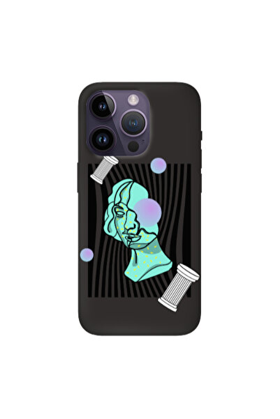 Other Apple iPhone 14 Pro Columns Black Colored Silicone TPU Θήκη