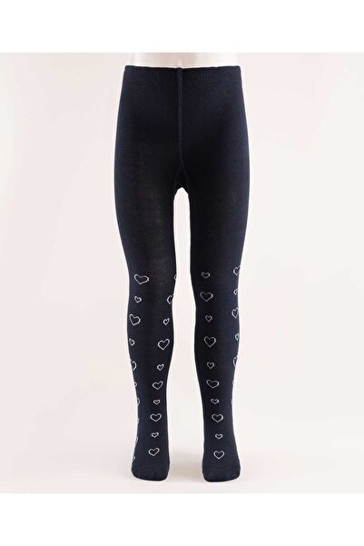 Cute Walk by Babyhug Knit Heart Design Antibacterial Tights - Navy