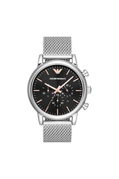 Emporio Armani Luigi Ρολόι Χρονογράφος Μπαταρίας με Ασημί Μεταλλικό Μπρασελέ ...