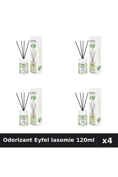 Eyfel Set 4 Odorizant Camera cu Betisoare Iasomie 120ml - Parfum Intens