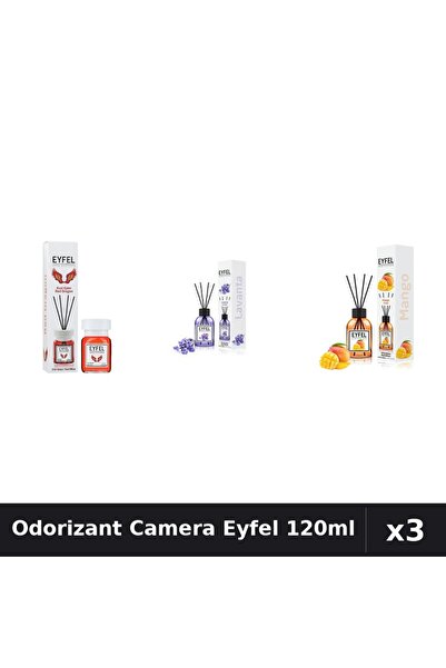 Eyfel Set 3 Odorizant Camera cu Betisoare - Lavanda, Mango, Red Dragon 120ml