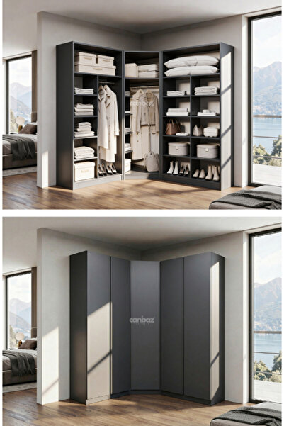 CANBAZ FURNİTURE Mira modüllü köşe 5 MDF kapaklı %100 MDF (KURULUM DAHİL)