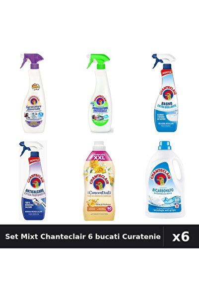 Chanteclair Set 6 Degresant și Detergent - Mosc Alb, Lămâie, Bicarbonat - Cur...