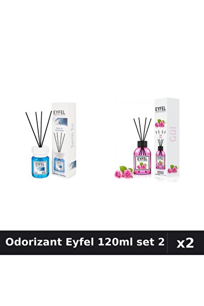 Eyfel Set 2 Odorizant Camera cu Betisoare 120ml - Cool Water, Trandafir