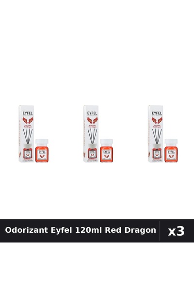 Eyfel Set 3 Odorizante Camera cu Betisoare Red Dragon 120ml - Parfum Intens