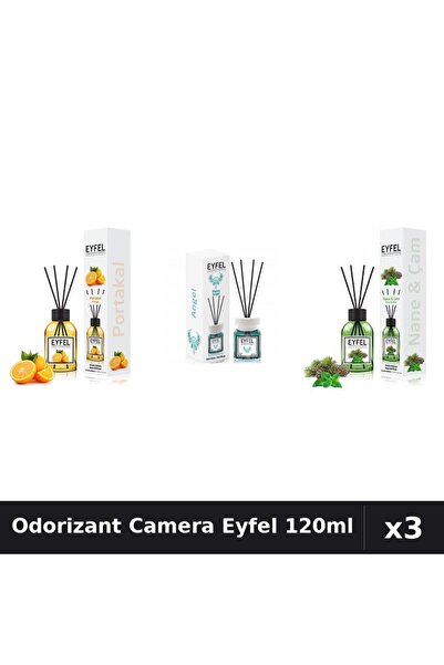 Eyfel Set 3 Odorizant Camera cu Betisoare - Angel, Pin Menta, Portocala 120ml