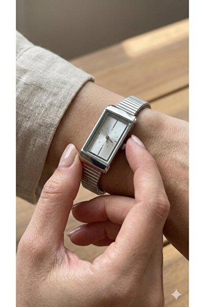 Mise Aksesuar Rectangular Silver Color Wrist Watch