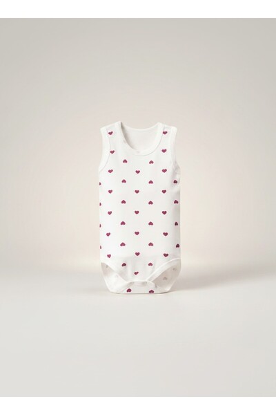 Nio Lua Baby Girl Hearted 100% Cotton Snap-On Bodysuit