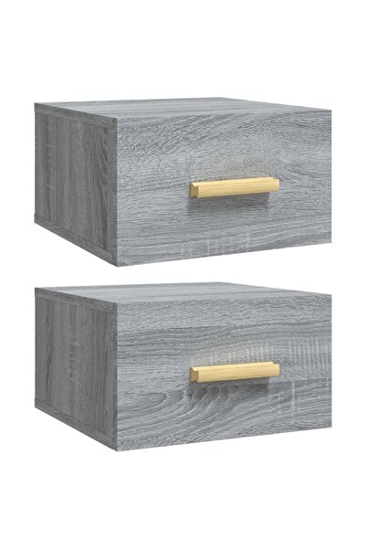 vidaxl Noptiere de perete, 2 buc., sonoma gri, 35x35x20 cm