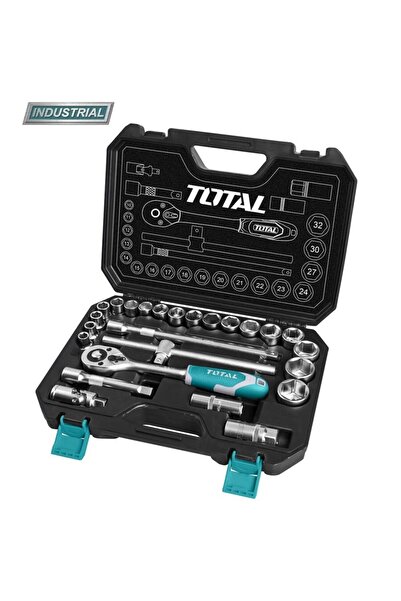 TOTAL Trusa de chei tubulare 1/2 cu antrenor 25 piese (INDUSTRIAL)