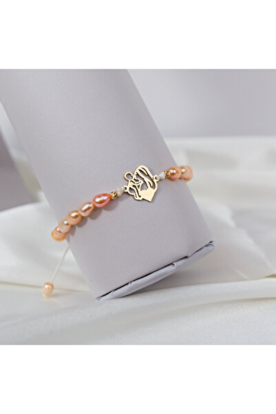 BLACK SWAN Bijoux Natural pearl bracelet 'Mother and baby' - 14K gold link an...