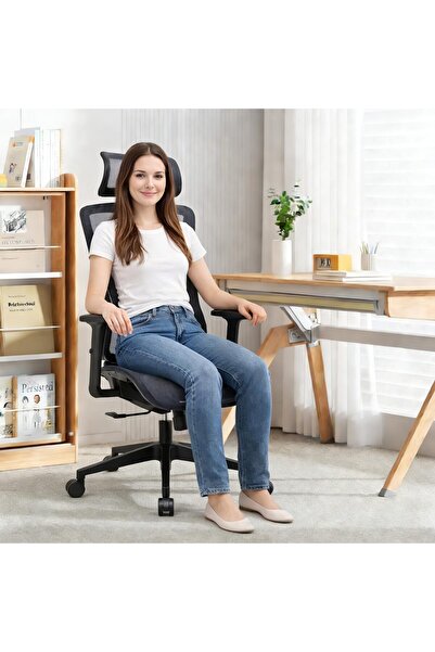 HI-FINE Ergonomic Mesh Office Desk Chair, Executive Computer Chairs with Adjustable Lumbar Support and Armrests, Gaming Chair for Home Office (Black-NEW)