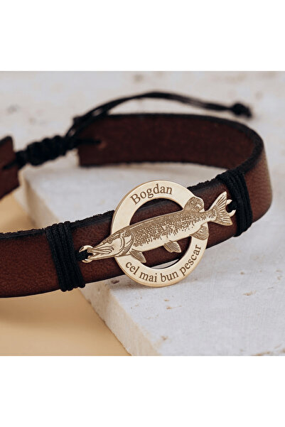 BLACK SWAN Bijoux Bratara piele barbati cu banut Argint si Stiuca Gravata - C...