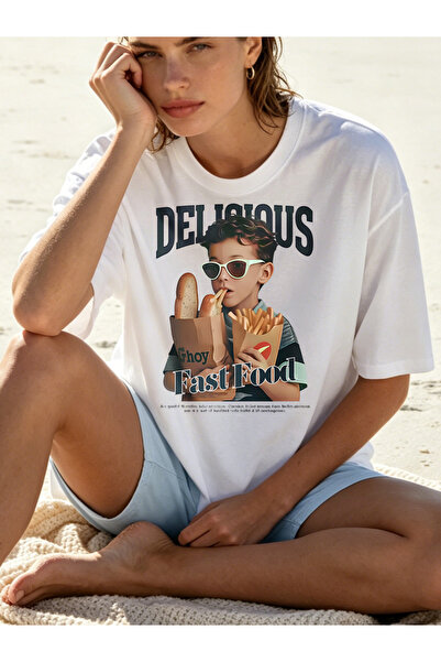 Fleck Womens T Shirts Delicious Fast Food Graphic Print Casual Summer Style O...