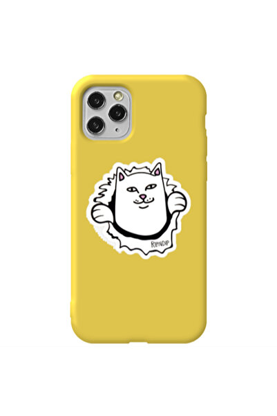 Other Apple iPhone 11 Pro White cat Yellow Colored Silicone TPU Θήκη