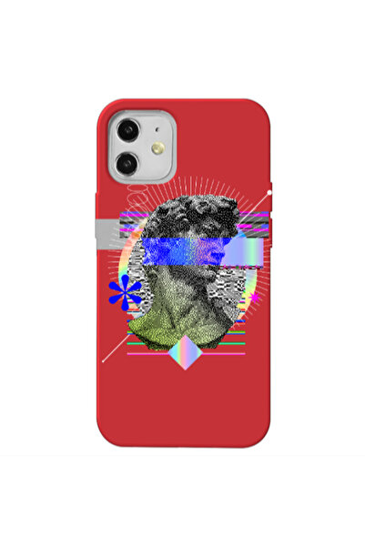 Other Apple iPhone 12 Statue pixels Red Colored Silicone TPU Θήκη